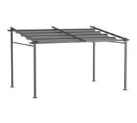 Pergola rétractable 3,97L x 2,95l x 2,3H m alu. acier époxy polyester gris