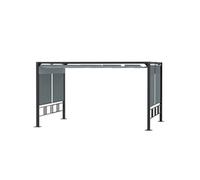 Pergola rétractable 3,9L x 2,9l x 2,2H m structure alu. acier époxy noir double toile polyester haute densité gris