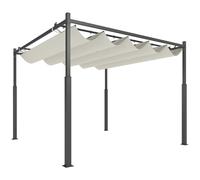 Pergola Rétractable 3 X 3 M Acier Époxy Noir Polyester Haute Densité 180 G/M² Upf30+ Crème