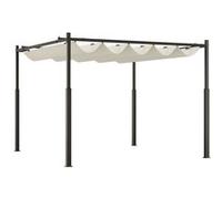 Outsunny Pergola coulissante rétractable 3 x 3 m pergola Jardin Exterieur à Fixation magnétique, tonnelle de Jardin, Polyester Haute densité 180g/m², abri Soleil UPF30+, pour terrasse, Patio, crème
