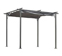 Pergola Rétractable 3l X 3l X 2,30h M Métal Époxy Noir Toile Grise Gris