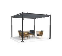 Pergola retractable 3x3m en metal et toile Polyester haute densite 180g/m2 gris