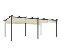 Pergola - Outsunny - coulissante, rétractable - structure en aluminium + toile polyester - 3,5 x 6 m - beige