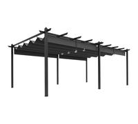 Pergola Rétractable Dim. 5,97l X 3,58l X 2,23h M Structure Robuste Alu Toile Polyester Haute Densité 180 G/M² Incluse Gris