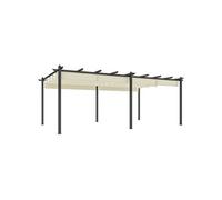 Pergola - Outsunny - coulissante, rétractable - structure en aluminium + toile polyester - 3,5 x 6 m - beige