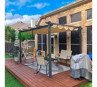 Pergola rétractable en aluminium de 3 x 4 m avec pare-soleil - Tonnelle d'extérieur résistante aux intempéries pour terrasse, jardin et treillis de raisin - Auvent pergola beige