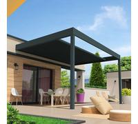 Pergola Rétractable Hylia 5,00x5,213 M Motorisé À Télécommande (Gris Anthracite) Gris