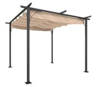 Pergola rétractable - Outsunny - 3x3x2,30 m structure métal anticorrosion terrasse - métal - beige
