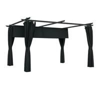 Outsunny Pergola rétractable 4 x 3 m Pergola Aluminium métal avec Rideau, Toit Coulissante et Coussinet magnétique, Tonnelle de Jardin Polyester Haute densité 180g/m² pour patios, Jardin, Gris foncé