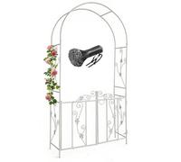 Pergola Robuste en Fer, Arche de Jardin pour Rosiers avec Double Porte pour rosiers grimpants, Treillis métal extérieur décoration Mariage événement, l 110 x H 214 x P 37 cm(Blanc)