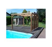 HABRITA Pergola en sapin traité très haute température à 215°C - Fermeture paroi latérale - 341 x 313 cm