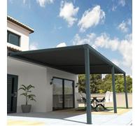Pergola toile - OMBRAZUR - SUNLIGHT - Gris - Aluminium - 8x4 m - LED intégré