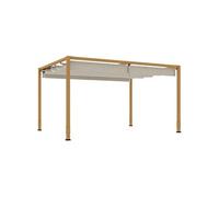 Outsunny Pergola 4 x 3 m - toit rétractable - cadre aluminium effet bois - tissu polyester beige