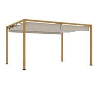 Outsunny Pergola 4 x 3 m - toit rétractable - cadre aluminium effet bois - tissu polyester beige