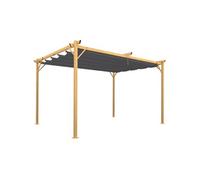 IDMarket - Pergola Toit rétractable 4 Pieds 3x4 M tonnelle Effet Bois Toile Gris Anthracite