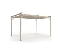 IDMarket - Pergola Toit rétractable 4 Pieds 3x4 M tonnelle Structure Beige et Toile Beige