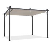 IDMarket – Pergola toit rétractable 3x4 m (4 pieds) – Tonnelle taupe