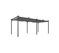 IDMarket Pergola toit rétractable 4 pieds 3 x 6 m tonnelle gris anthracite