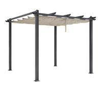 Pergola toit rétractable - CORDOBA - Structure en aluminium - Toile en polyester - Beige - 3 x 3 m