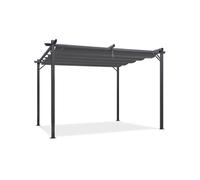 Pergola ID Market Pergola toit rétractable gris 3x4m tonnelle 4 pieds