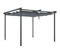 Pergola toit rétractable - KIBA - Structure en acier - Toile en polyester - Gris - 3 x 3 m