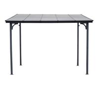 Pergola tonnelle adossée "Marvin" - 3 x 3 m - 304 x 298 x 243 cm - Gris foncé