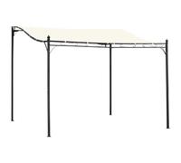 Pergola tonnelle de jardin auvent 2,97 x 2,97 m adossable métal noir polyester anti-UV beige Crème G