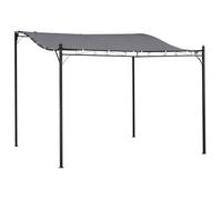 Pergola tonnelle de jardin auvent 3 x 3 m adossable métal gris polyester imperméabilisé anti-UV gris