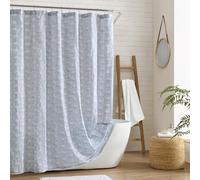 Peri Home Ikat Rideau de Douche 100% Coton pour Salle de Bain Bleu 183 x 183 cm