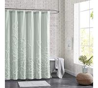 Peri Home Rideau de Douche 100% Coton pour Salle de Bain, 183 x 183 cm, Chenille Verte Rose