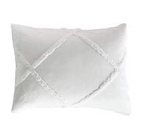 Peri Home Taie d'oreiller en Treillis Chenille 100% Coton, Couleur Unie, très Grand lit, 50,8 x 91,4 cm, Blanc