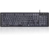 PERIBOARD-317 LED Backlit Keyboard White USB Wired Full Size Large Letters Italian Layout QWERTY