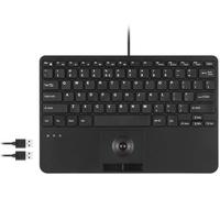 Periboard-526 Us, Mini Clavier Usb Filaire Avec Trackball - Touches Ciseaux De Type X - 28.4 X 18.2 X 3.2 Cm - 2 Hubs Usb Intégrés - Us English