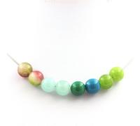 Péridot + chrysocolle + angélite + tourmaline pastèque Collier de perles 8 mm