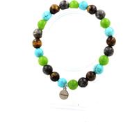 Péridot + labradorite + œil de tigre + turquoise Bracelet de perles 8 mm