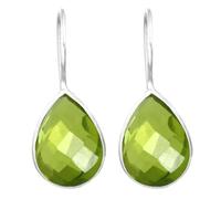 Péridot Quartz Checker Cut Fixé Fil Bâle Boucle d'oreille 925 Sterling argent Fait main Bijoux (98561_PER_E)