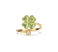 PERIMADE Bague apaisante en forme de trèfle à quatre feuilles pour femme - Plaqué or - Oxyde de zirconium - Hypoallergénique - Argent sterling 925 - Soulage le stress, Argent sterling, Zircone cubique