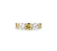 PERIMADE Bague cocktail moissanite pour femme, bague en moissanite de couleur cinq pierres, hypoallergénique, en argent sterling 925 massif avec pierre précieuse, bague d'éternité, tendance, vacances