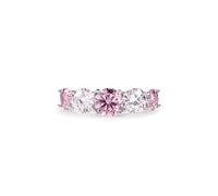 PERIMADE Bague cocktail moissanite pour femme, bague en moissanite de couleur cinq pierres, hypoallergénique, en argent sterling 925 massif avec pierre précieuse, bague d'éternité, tendance, vacances