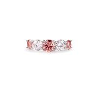 PERIMADE Bague cocktail moissanite pour femme, bague en moissanite de couleur cinq pierres, hypoallergénique, en argent sterling 925 massif avec pierre précieuse, bague d'éternité, tendance, vacances