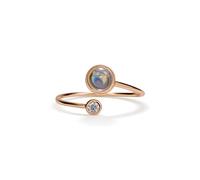PERIMADE Bague de projection de photo personnalisée avec zircone cubique réglable - Bague ouverte personnalisée - Amour en 100 langues - Cadeau d'anniversaire de Noël pour femme - Or rose, Photo + 100