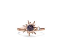 PERIMADE Bague de projection photo de soleil personnalisée en argent sterling 925 avec texte et amour en 100 langues - Bague en oxyde de zirconium - Cadeau commémoratif pour femme, Custom Text + Photo
