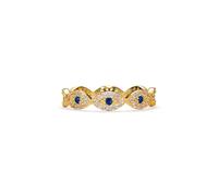 PERIMADE Bague délicate contre le mauvais œil pour femme, plaqué or 18 carats, oxyde de zirconium bleu Nazar, bague éternité empilable en argent sterling 925 massif, bijou d'anniversaire, taille 6-8