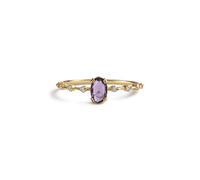 PERIMADE Bague empilable en argent sterling 925 plaqué or 18 carats avec pierre précieuse en zircone cubique pour femmes, anneau de bague à empiler hypoallergénique en améthyste naturelle, bijoux pour