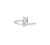PERIMADE Bague empilable personnalisée pour femme, lettre personnalisée en oxyde de zirconium, bague ouverte réglable en argent sterling 925, bande empilable, tendance, cadeau d'anniversaire, d'amitié