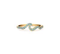 PERIMADE Bague en argent sterling 925 plaqué or avec motif vague de l'océan pour femme, hypoallergénique, oxyde de zirconium multicolore, tendance, ne ternit pas, cadeau d'anniversaire, d'amitié