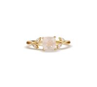 PERIMADE Bague en forme de feuille de quartz rose pour femme, argent sterling 925 avec cristal rose naturel, ne ternit pas, pour anniversaire, meilleure amie, mariage, taille 6-8, Argent sterling, Pas