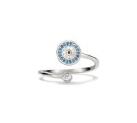 PERIMADE Bague en oxyde de zirconium en forme d'œil du diable, bague tournante en argent sterling 925 pour anxiété, bague ouverte anti-inquiétude, bague en verre porte-bonheur en forme d'œil du diable