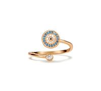 PERIMADE Bague en oxyde de zirconium en forme d'œil du diable, bague tournante en argent sterling 925 pour anxiété, bague ouverte anti-inquiétude, bague en verre porte-bonheur en forme d'œil du diable