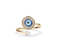 PERIMADE Bague tournante anti-mauvais œil pour femme, bague ouverte en argent sterling 925 avec oxyde de zirconium cubique, bague tournante réglable contre l'anxiété, cadeau d'anniversaire, d'amitié